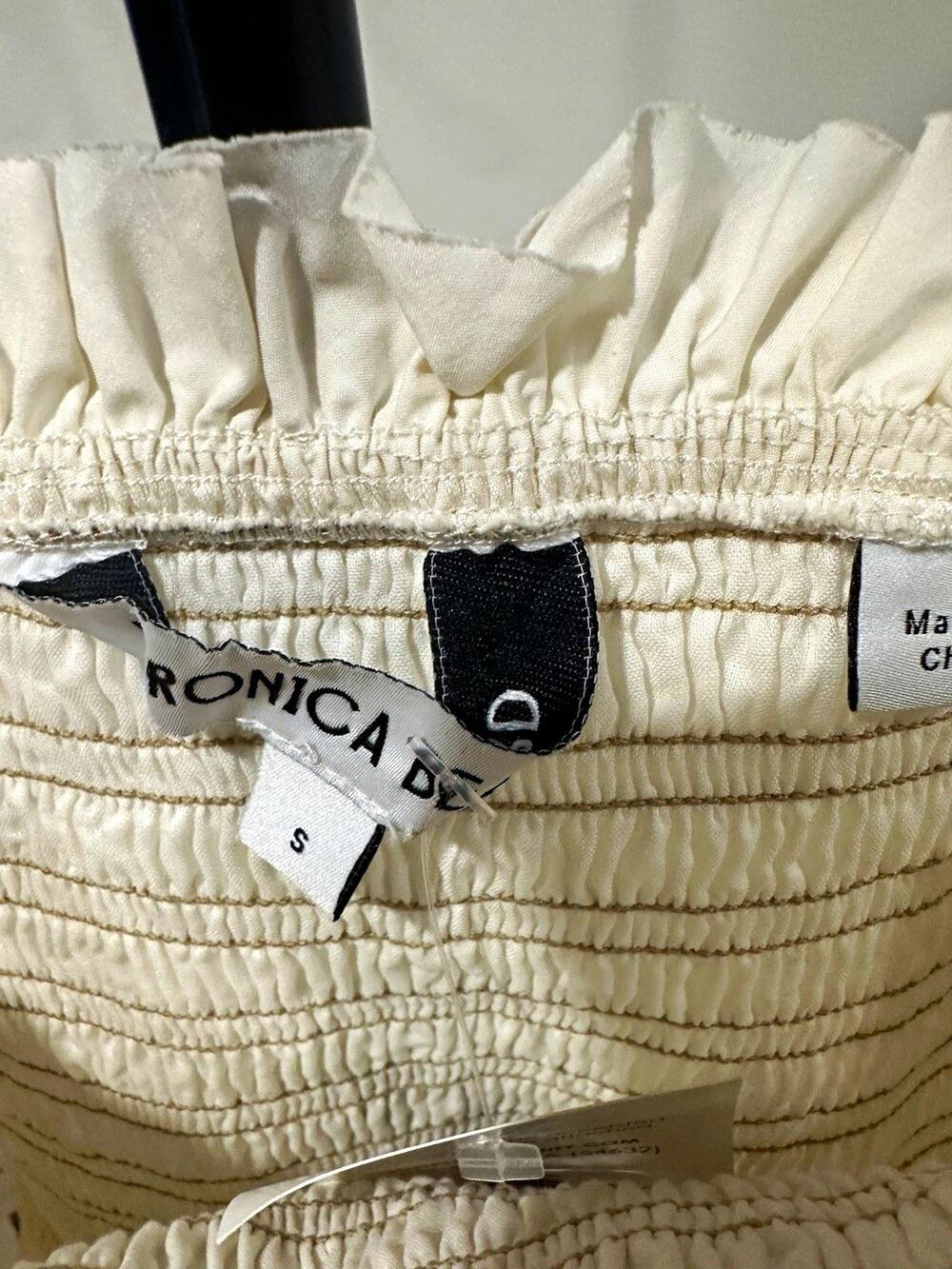 VERONICA BEARD Womens Small White Smocked Peplum Tie Strap Camisole Top NWT